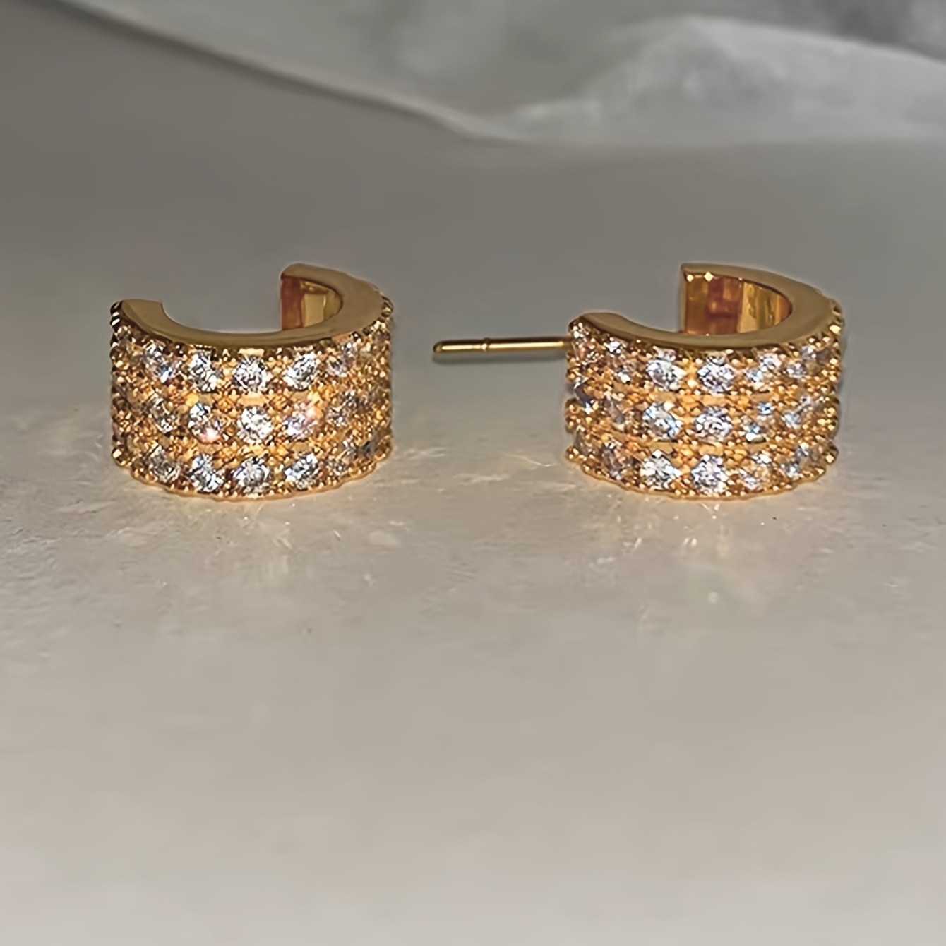 Exquisite Geometric Copper Earrings with Synthetic Zirconia